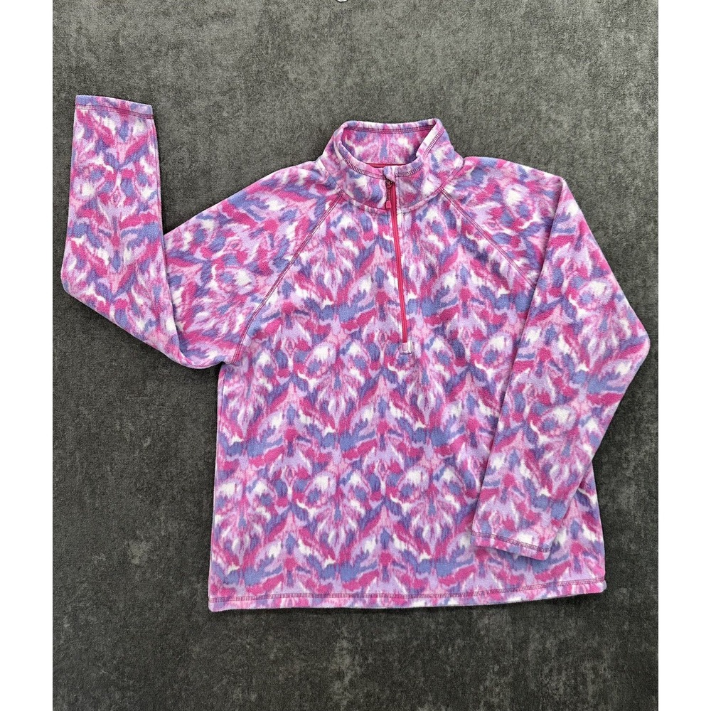Eddie Bauer Berry/Pink Patterned 1/4 Zip Fleece - XL